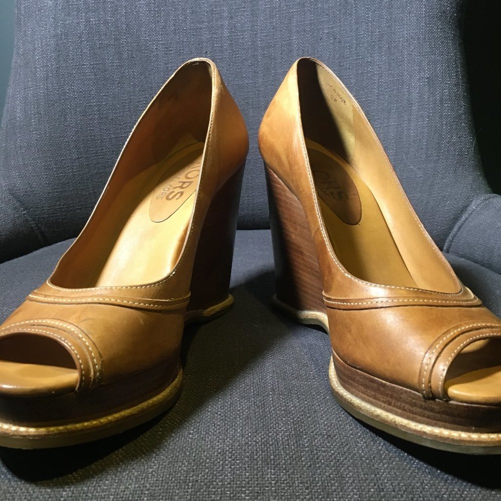 MICHAEL KORS  Leather Wedge Sandal